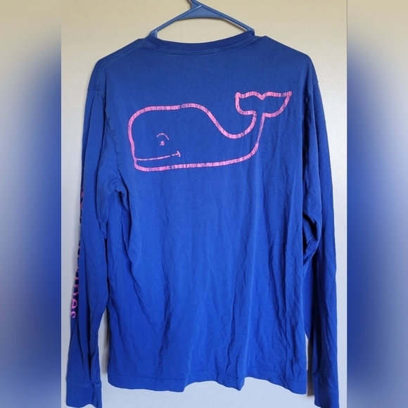 Vineyard Vines Blue + Pink Whale Longsleeve Tee Size Small - Picture 1 of 5